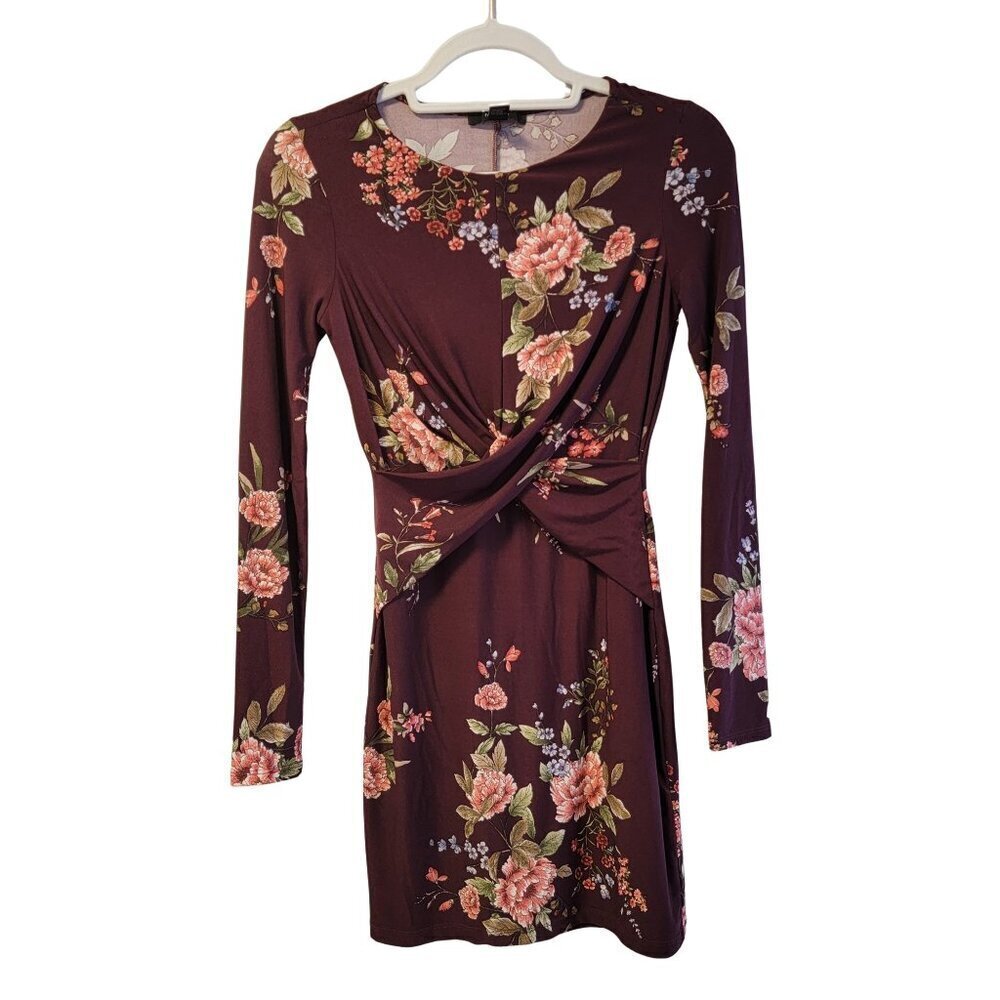 Forever 21 Cross Over Floral Long Sleeve Dress Size Small